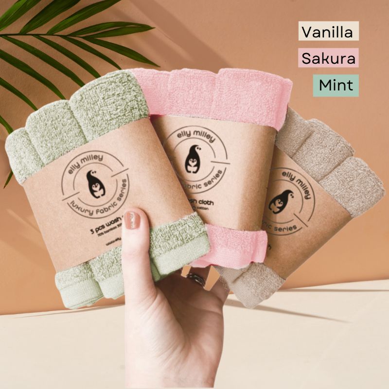 Elly Milley Luxury Fabric Soft Bamboo Washcloth (Pack of 3)